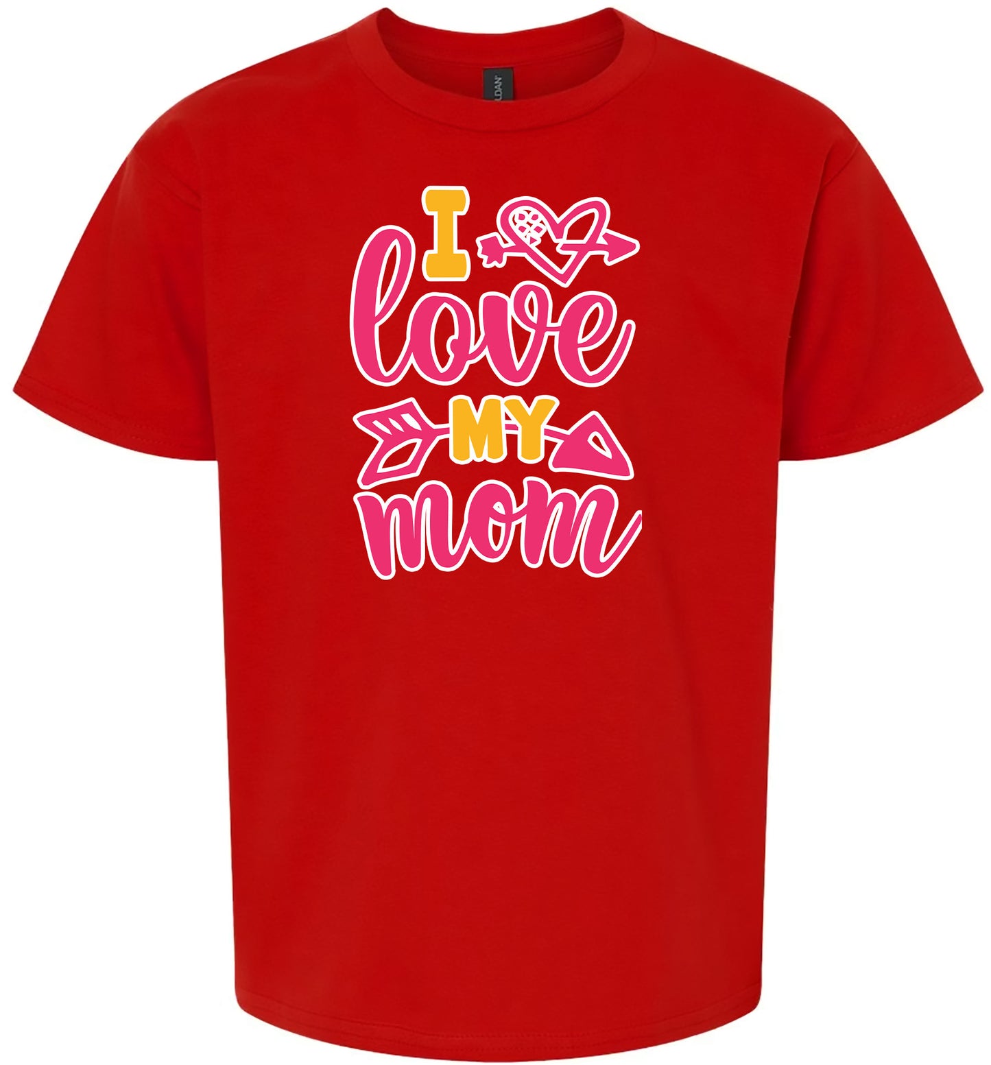 Pink I Love My Mom Children's Gildan Soft Shirt