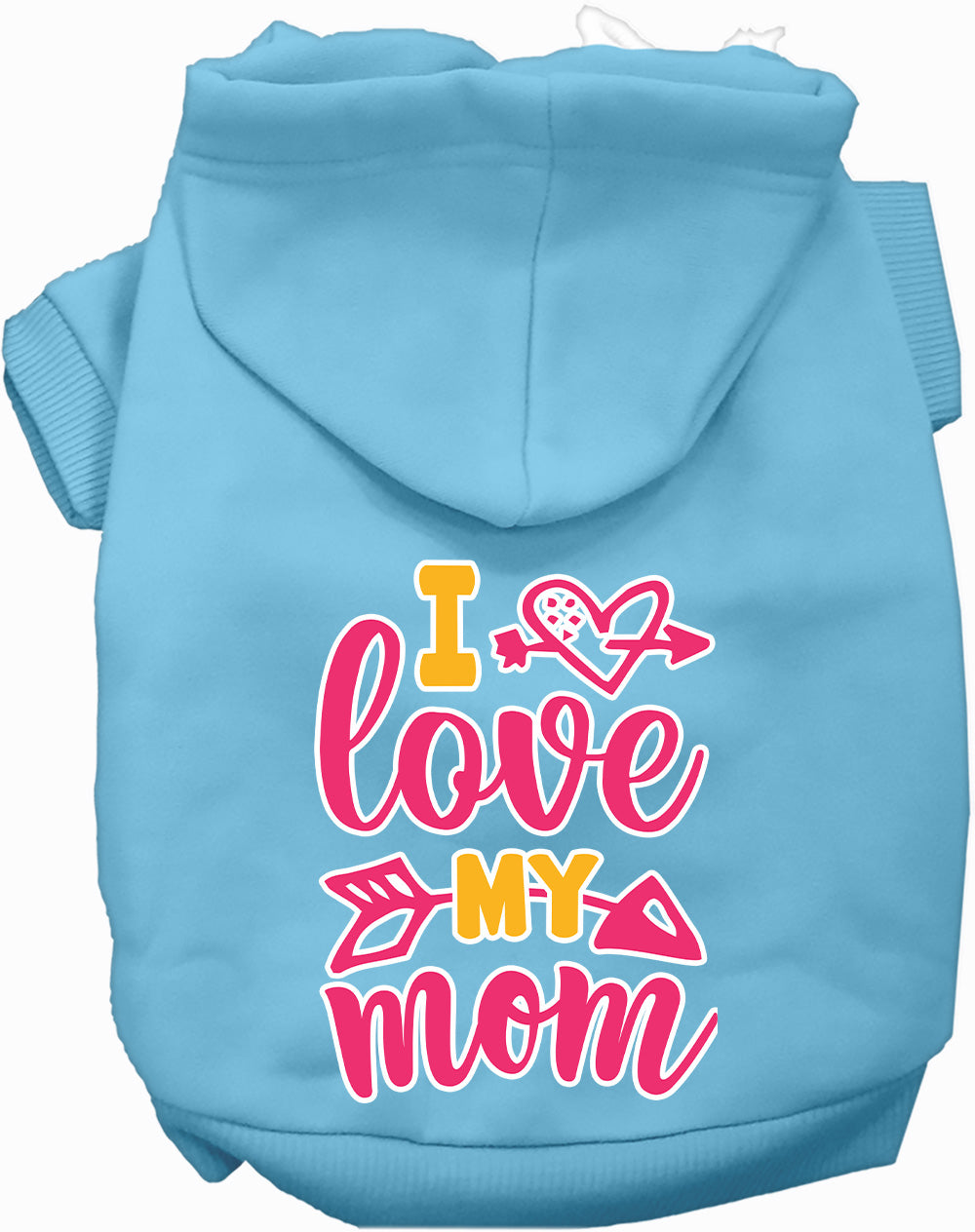 Pink I Love My Mom Pet Hoodie