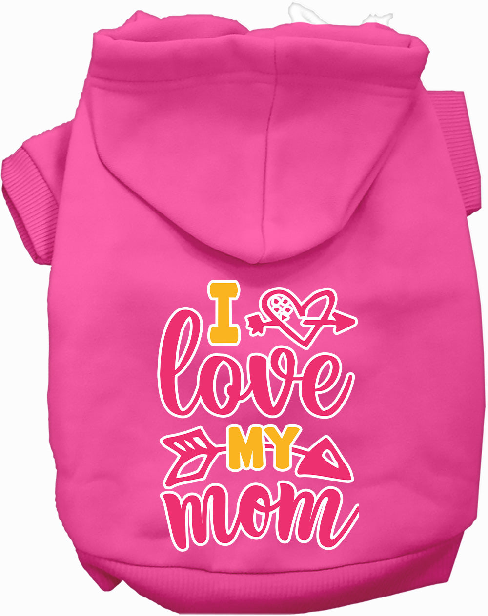 Pink I Love My Mom Pet Hoodie
