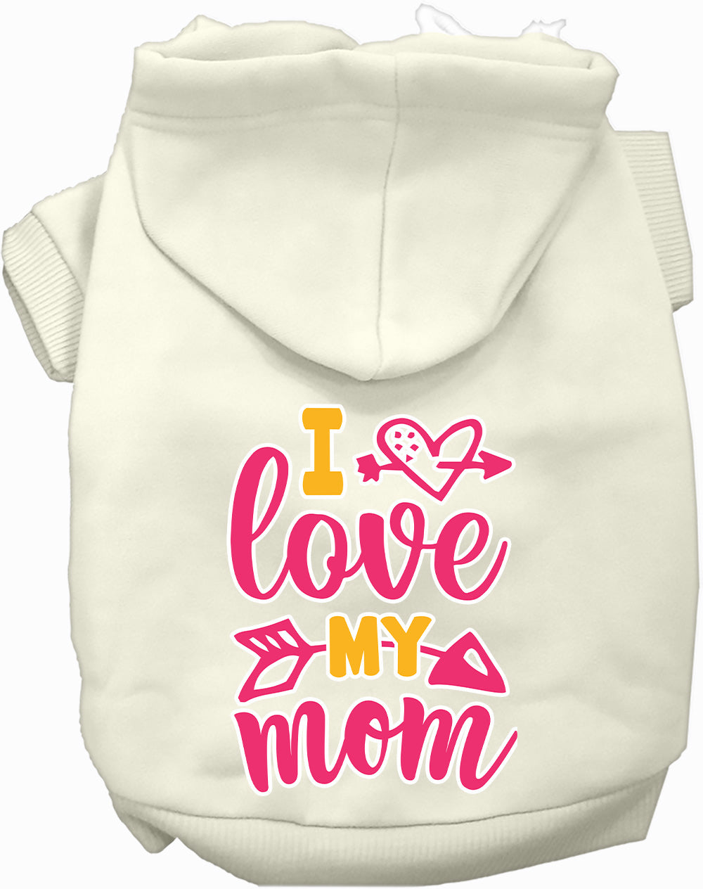 Pink I Love My Mom Pet Hoodie
