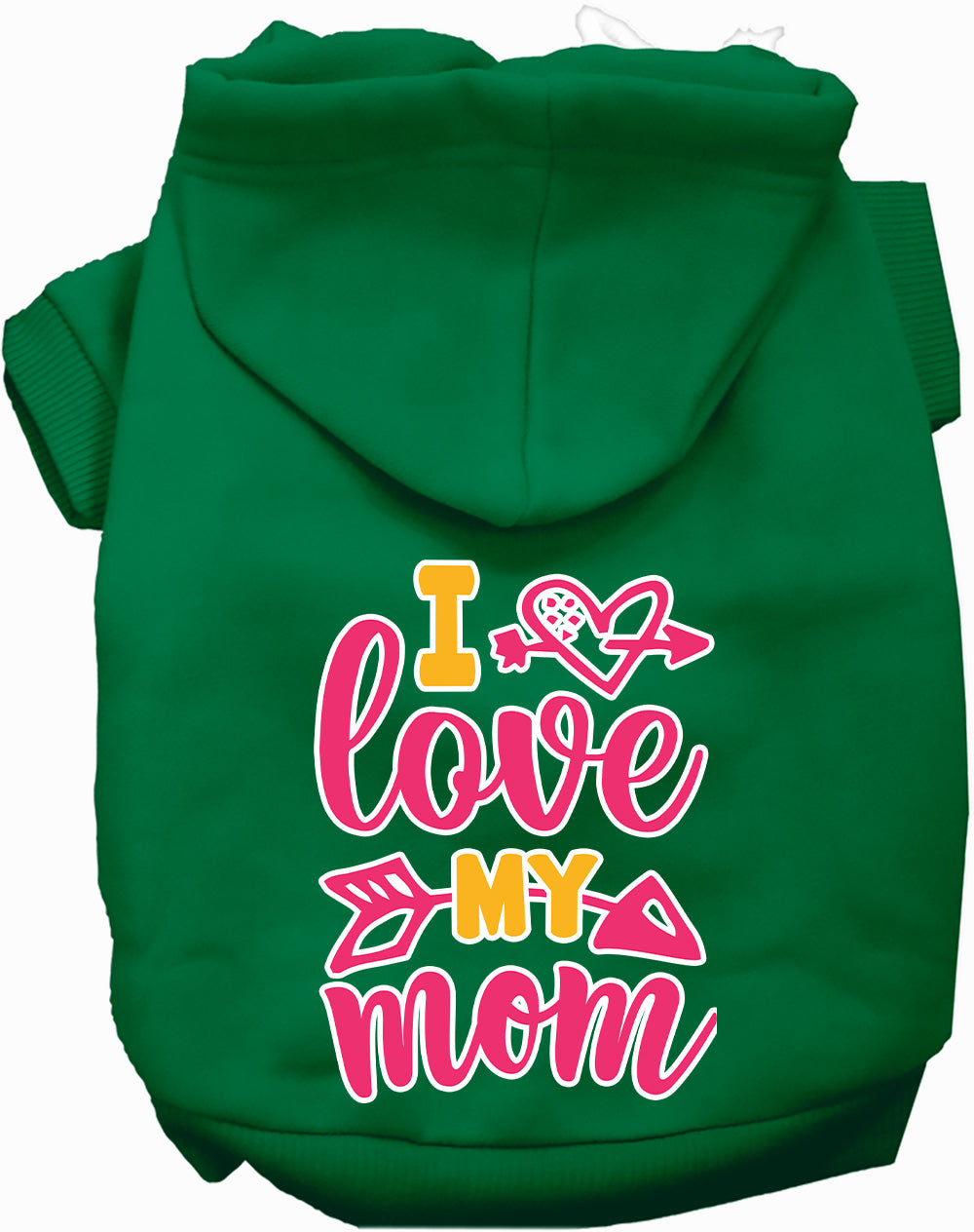 Pink I Love My Mom Pet Hoodie