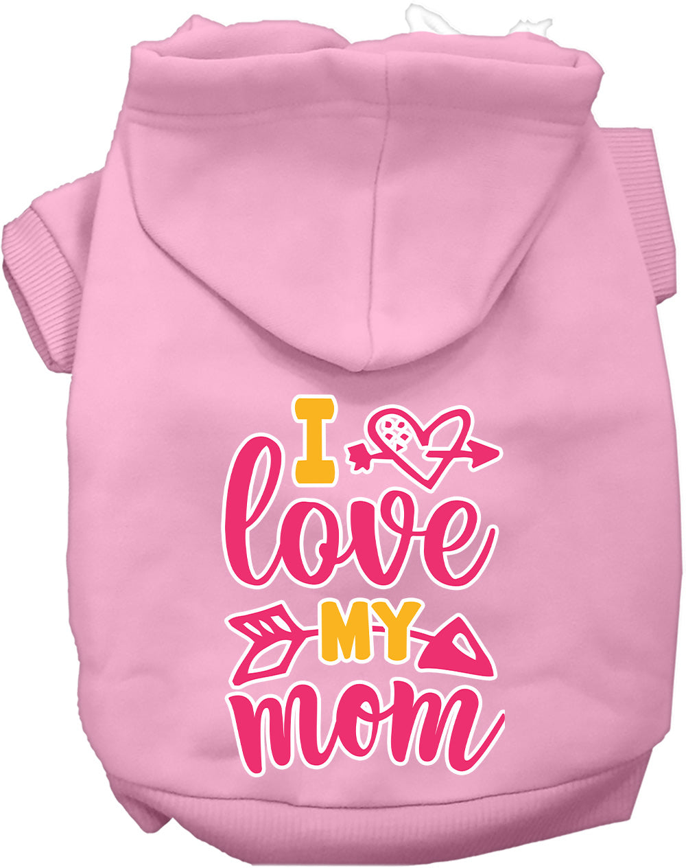 Pink I Love My Mom Pet Hoodie