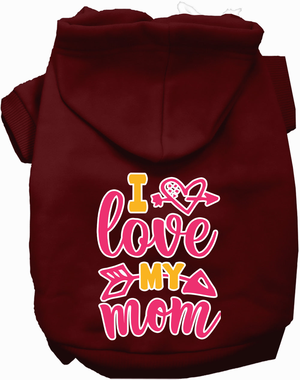 Pink I Love My Mom Pet Hoodie