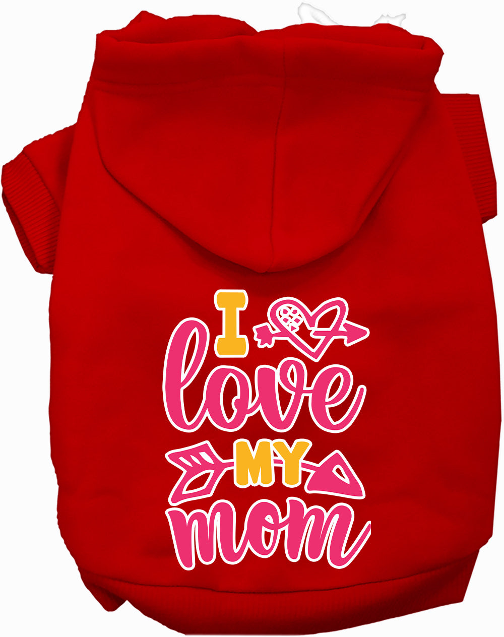 Pink I Love My Mom Pet Hoodie