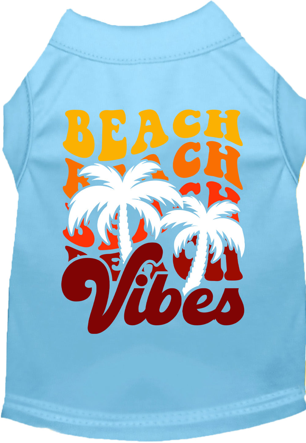 Light blue pet shirt with 'Beach Vibes' design