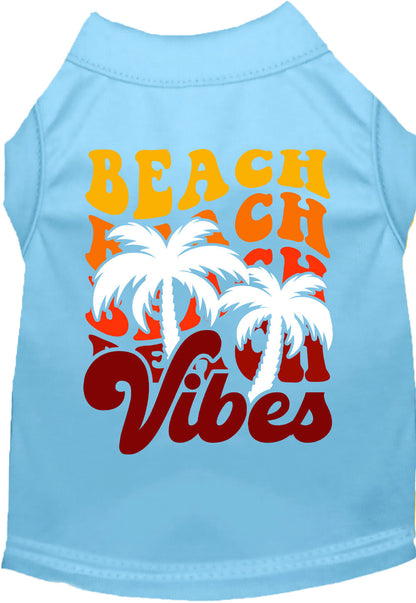 Light blue pet shirt with 'Beach Vibes' design