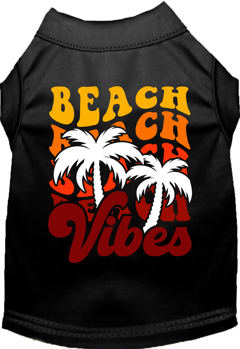 Black pet shirt with 'Beach Vibes' design