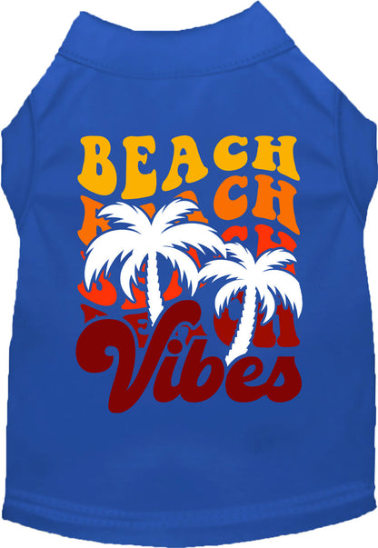 Blue pet shirt with 'Beach Vibes' design