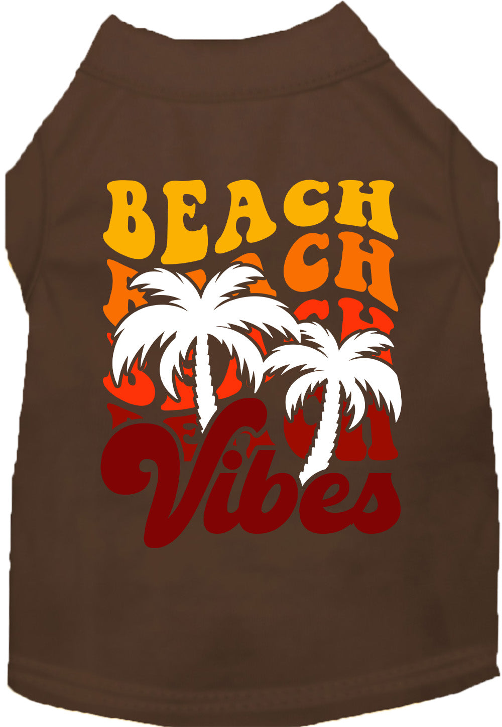 Dark brown pet shirt with 'Beach Vibes' design