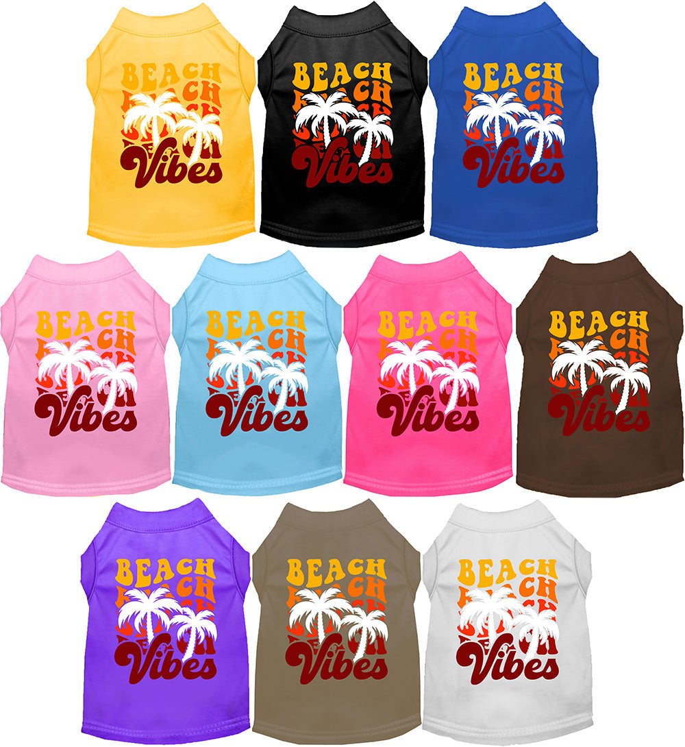 Colorful pet shirts with 'Beach Vibes' design