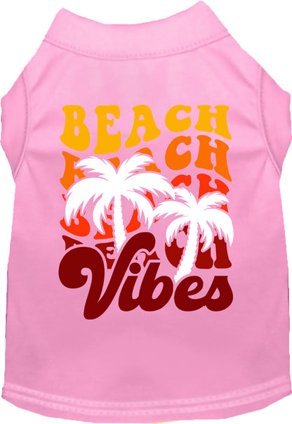 Light pink pet shirt with 'Beach Vibes' design