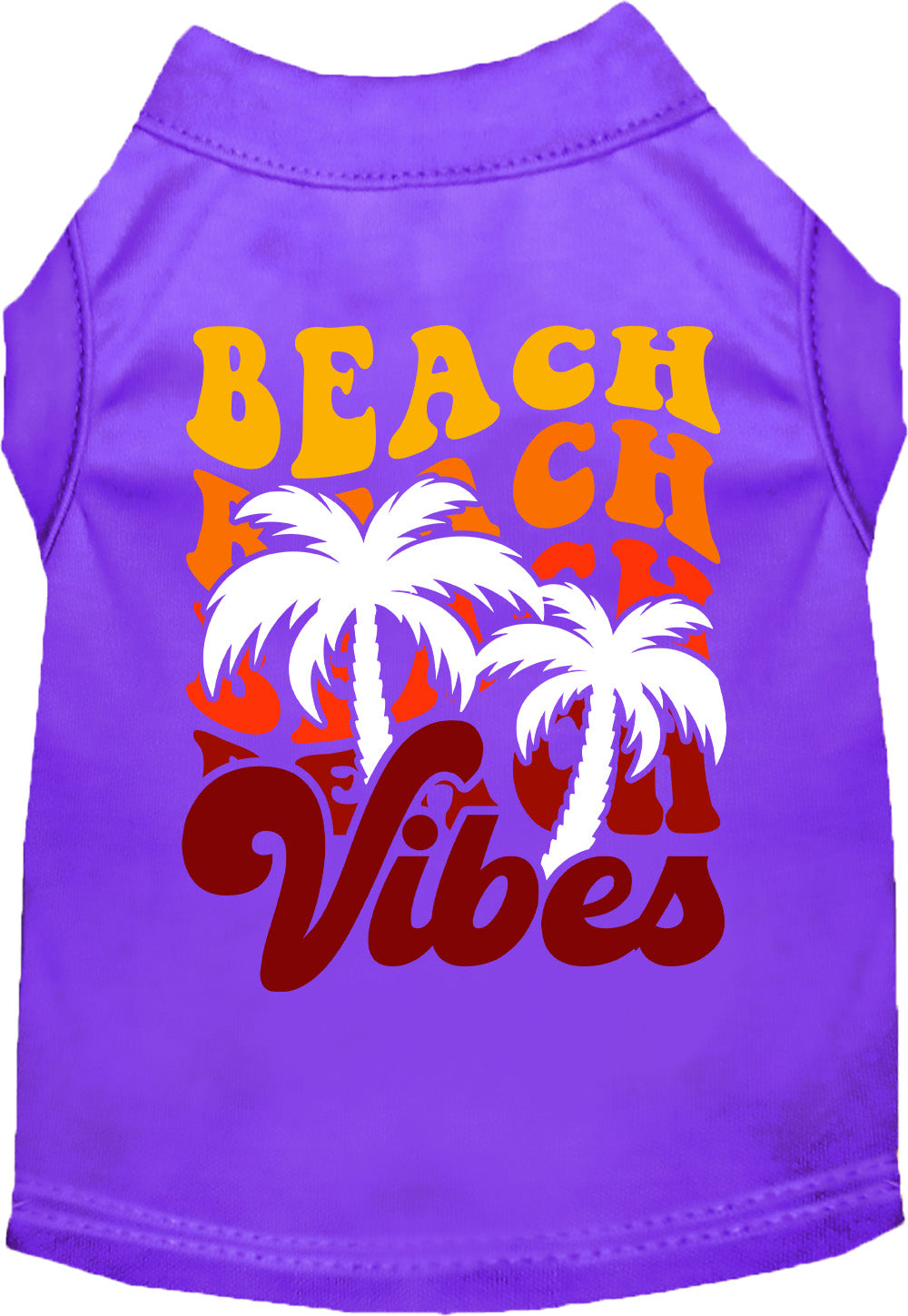Purple pet shirt with 'Beach Vibes' design