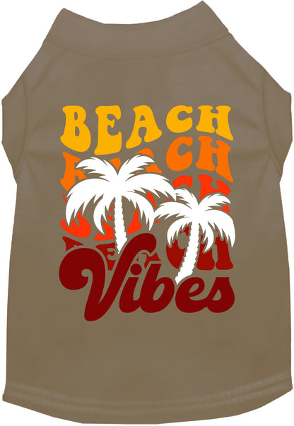 Brown pet shirt with 'Beach Vibes' design