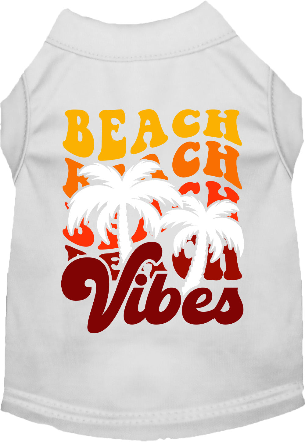 White pet shirt with 'Beach Vibes' design