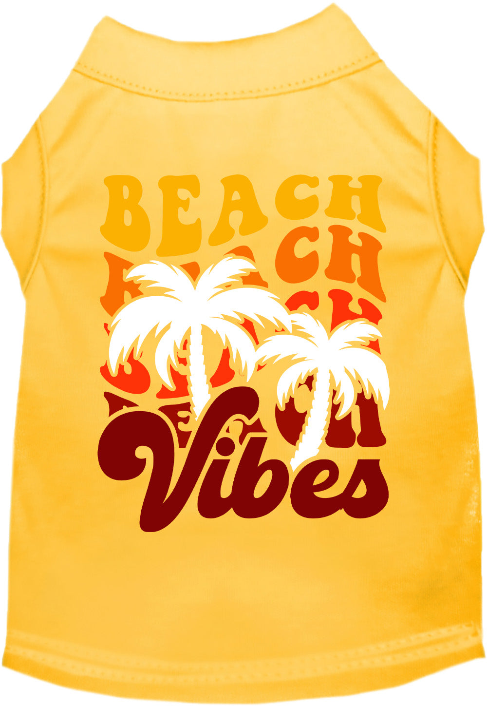 Yellow pet shirt with 'Beach Vibes' design