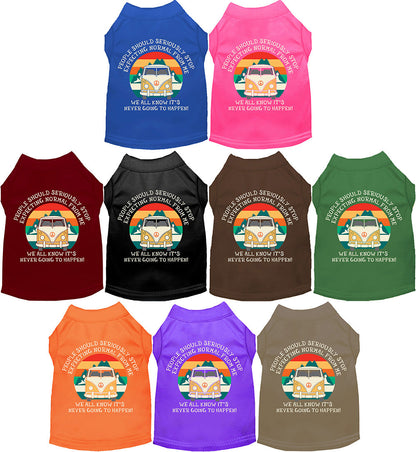Colorful pet shirts with 'Stop Expecting Normal Vanlife' design