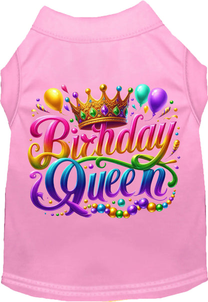 Light pink pet shirt with 'Birthday Queen' design