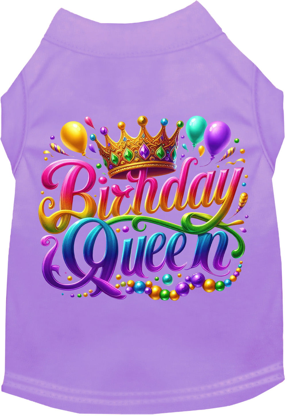 Lavender pet shirt with 'Birthday Queen' design