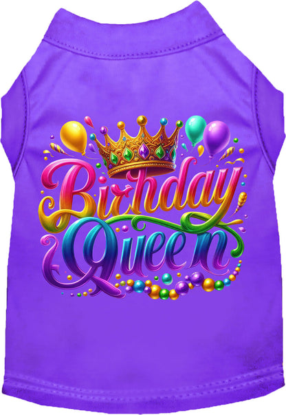 Purple pet shirt with 'Birthday Queen' design