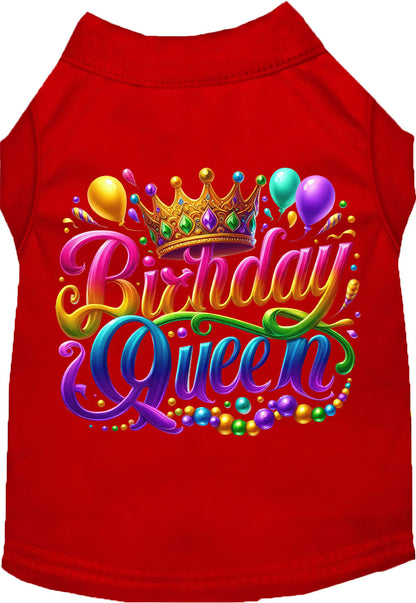 Red pet shirt with 'Birthday Queen' design