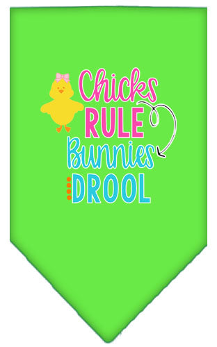 Pet and Dog Bandana Screen Printed, "Chicks Rule, Bunnies Drool"
