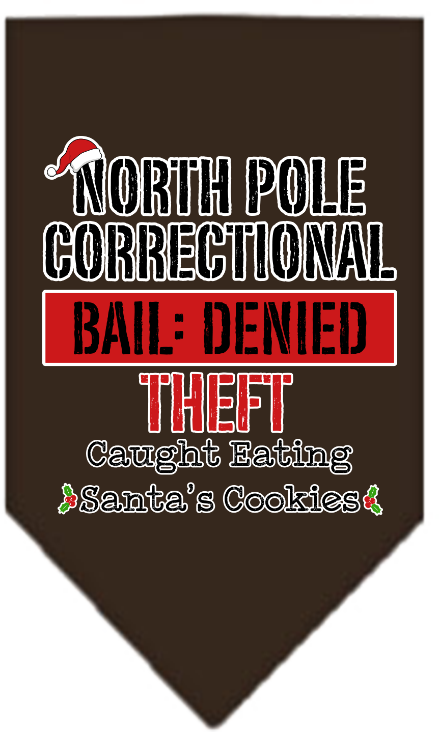 Christmas Pet and Dog Bandana Screen Printed, "North Pole Correctional"