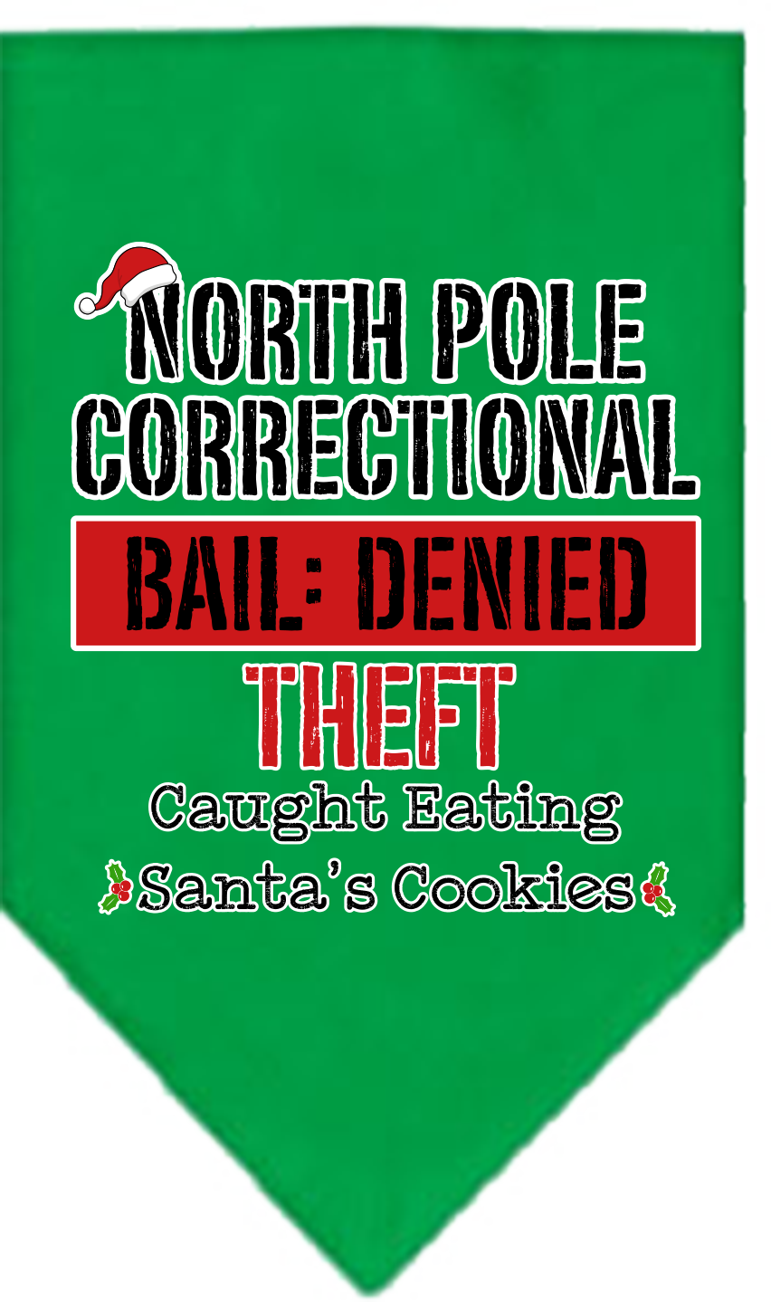Christmas Pet and Dog Bandana Screen Printed, "North Pole Correctional"
