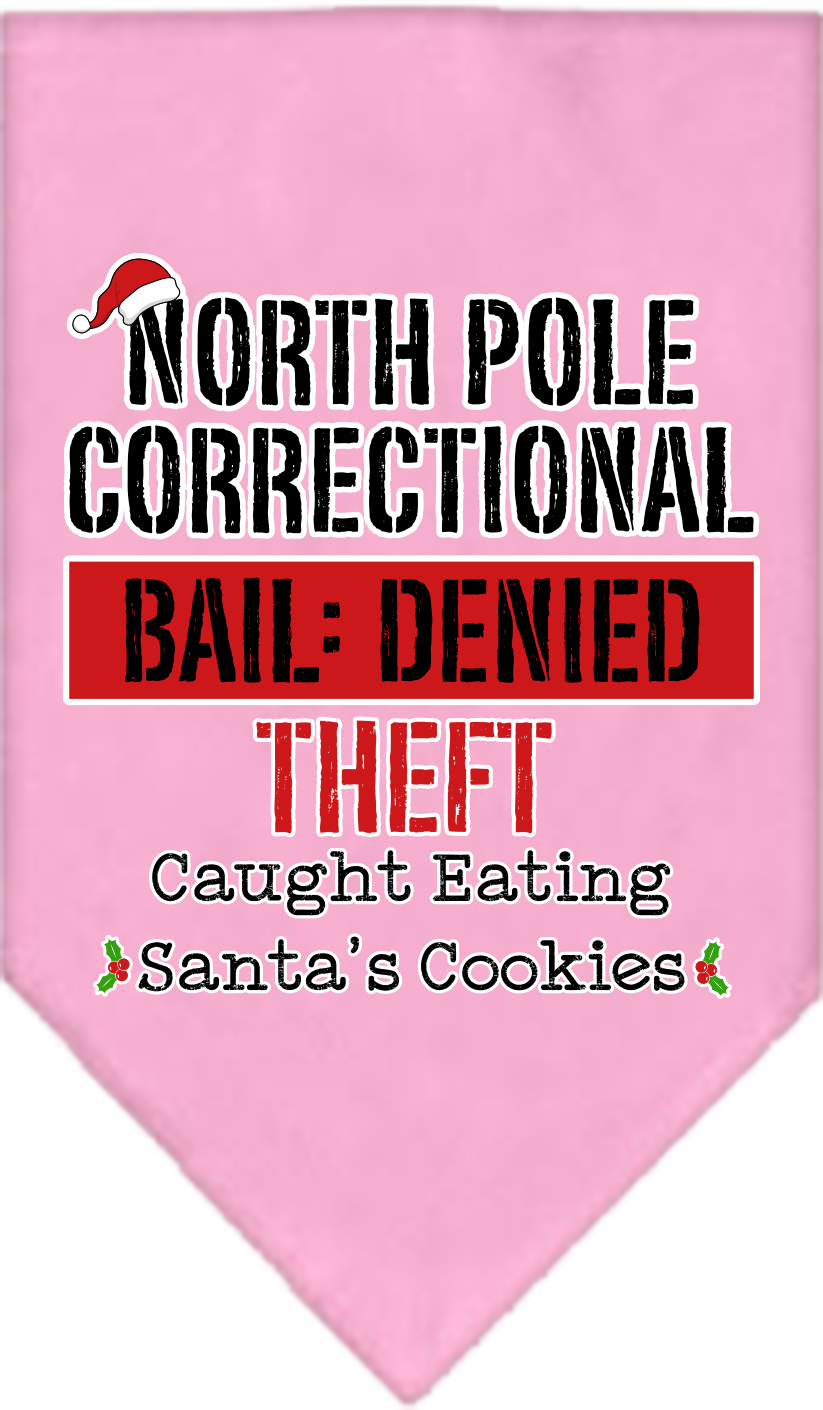 Christmas Pet and Dog Bandana Screen Printed, "North Pole Correctional"
