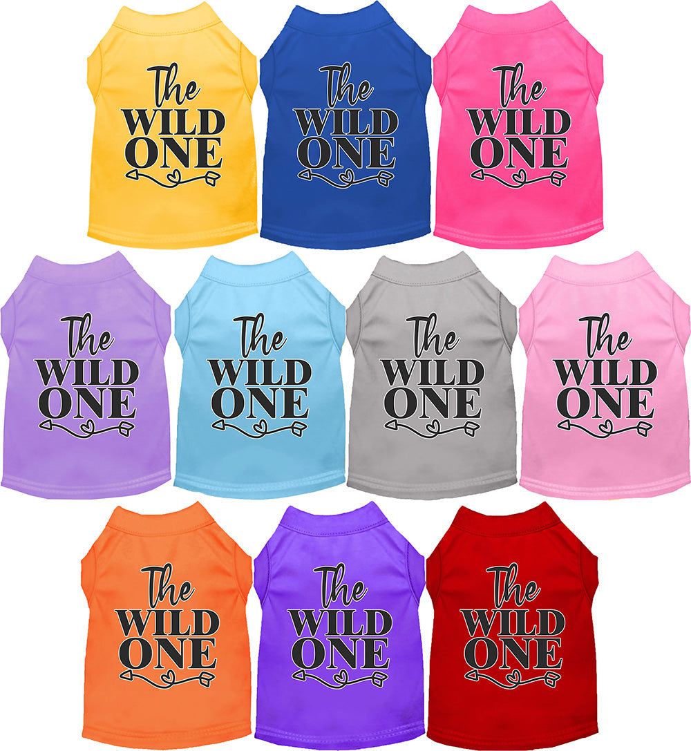 Colorful pet shirts with 'The Wild One' print