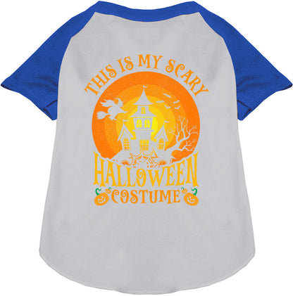 Blue pet raglan shirt with Halloween design