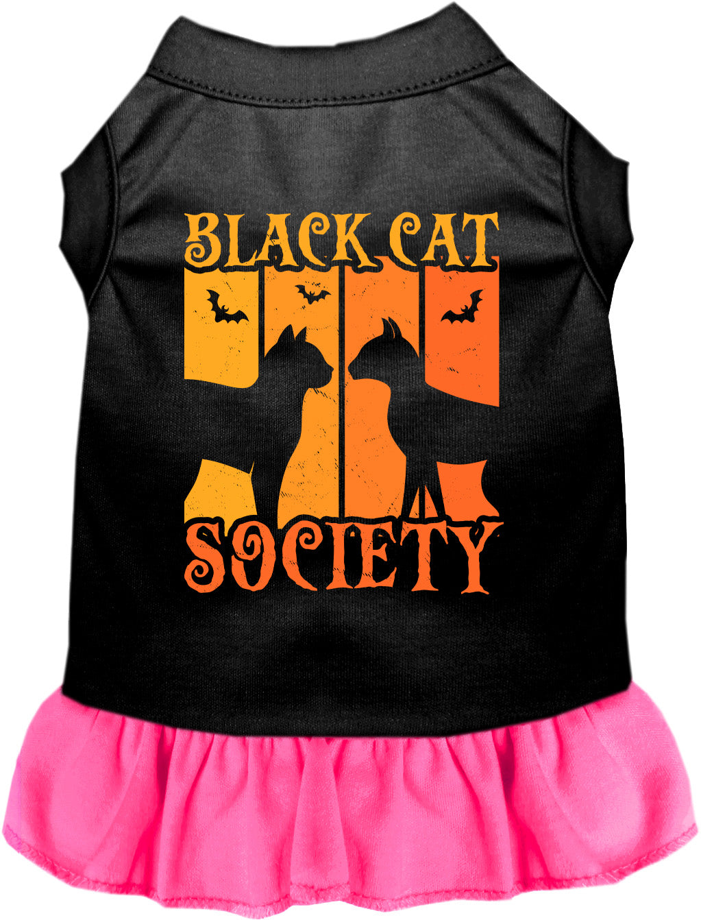 Black Cat Society pet dress with pink skirt