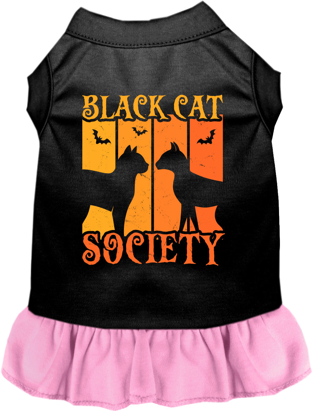 Black Cat Society pet dress with light pink skirt