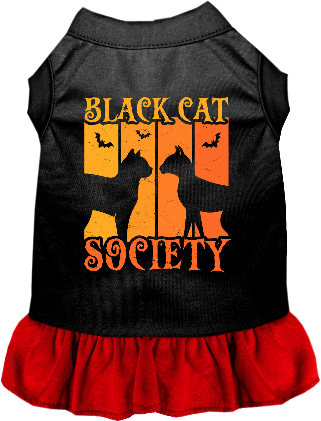 Black Cat Society pet dress with red skirt