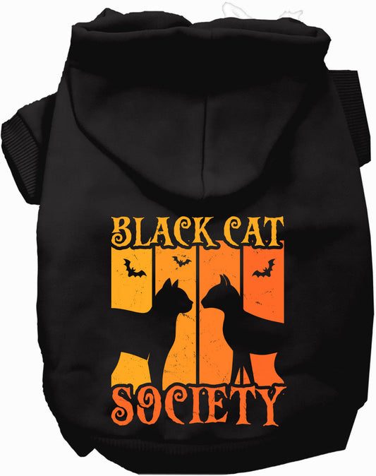 Black Cat Society pet hoodie in black
