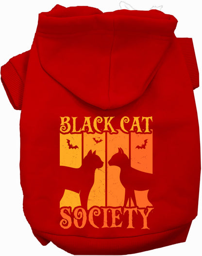 Black Cat Society pet hoodie in red