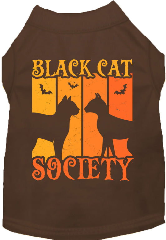 Brown Black Cat Society pet shirt with Halloween design