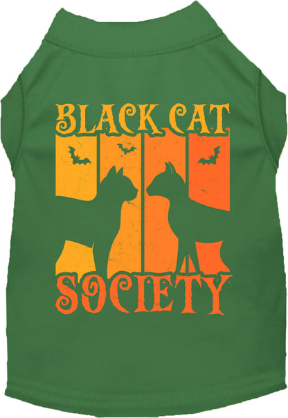 Green Black Cat Society pet shirt with Halloween design