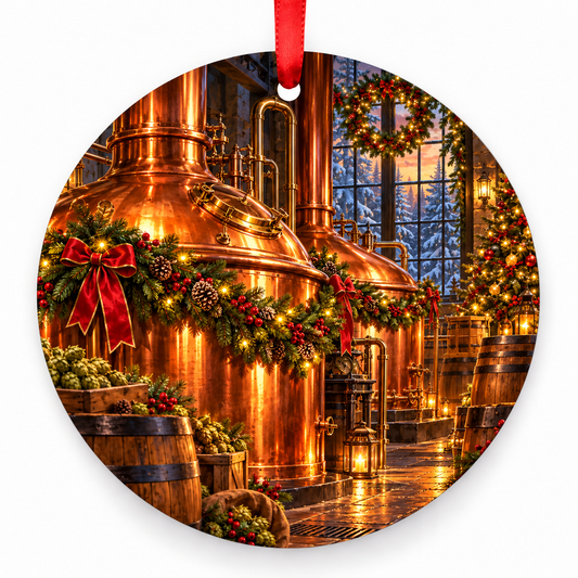 Christmas at the Brewery Christmas ornament with red hanging ribbon