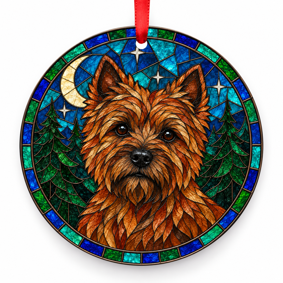Cairn Terrier Red porcelain Christmas ornament with red ribbon — ORN-10385