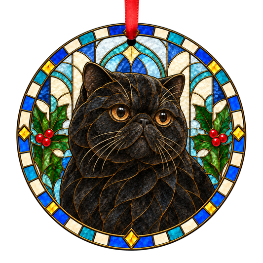 Exotic Black stained glass style Christmas ornament