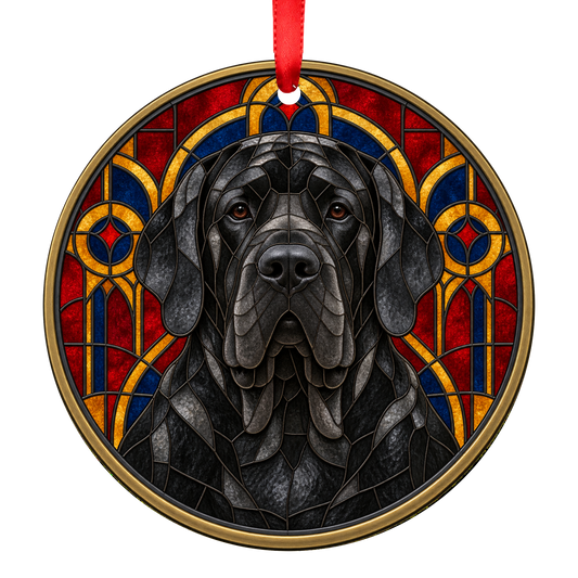 Fila Brasileiro Black stained glass style Christmas ornament