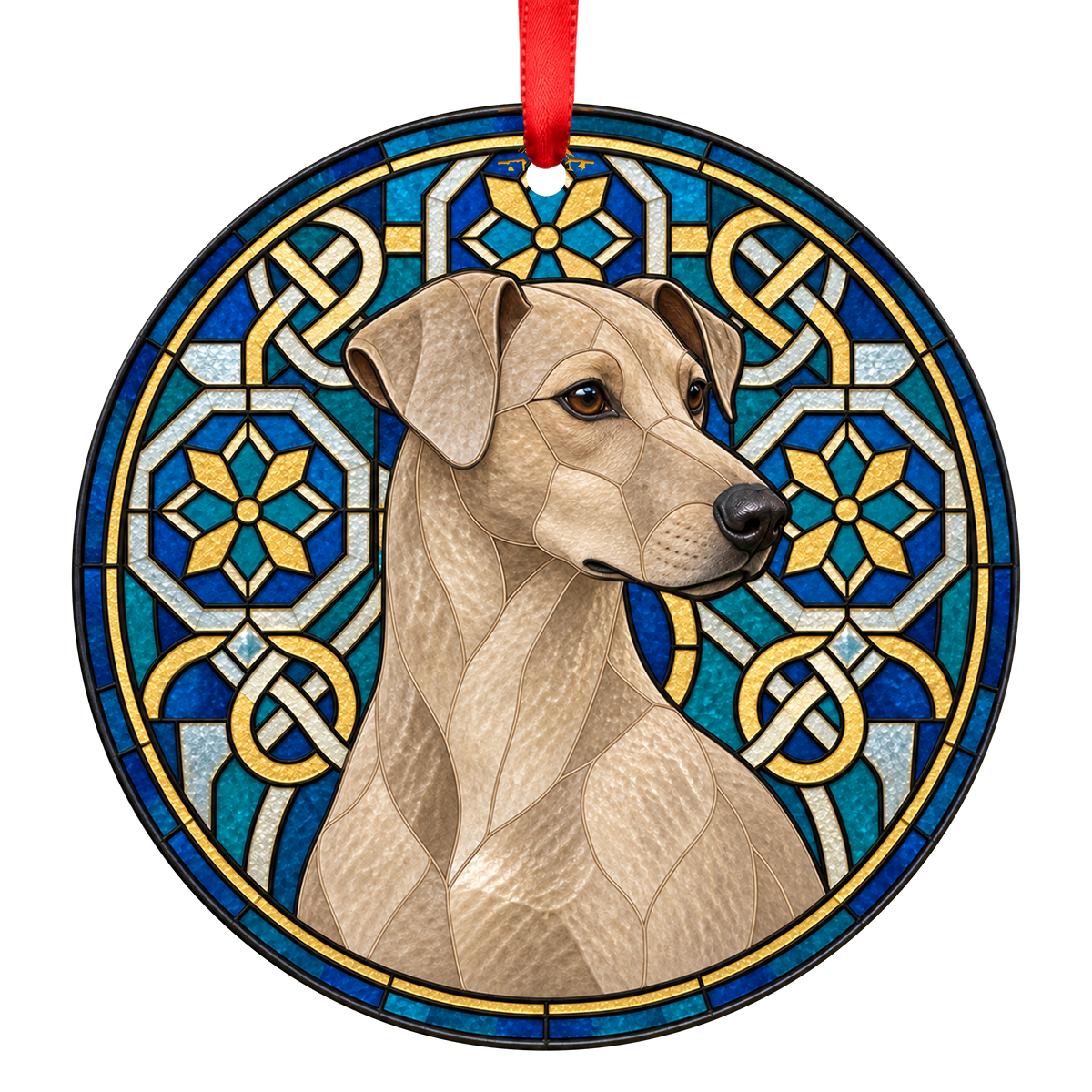 German Pinscher Fawn Isabella stained glass ornament