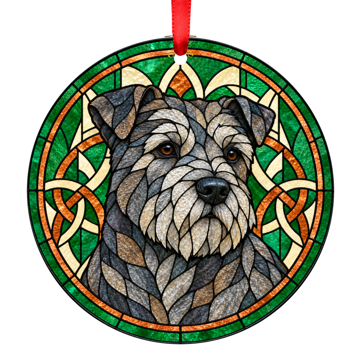 Glen of Imaal Terrier Blue Brindle stained glass style Christmas ornament