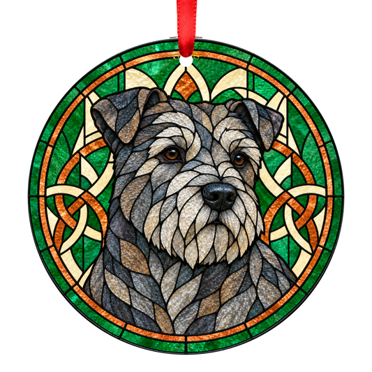 Glen of Imaal Terrier Blue Brindle stained glass style Christmas ornament