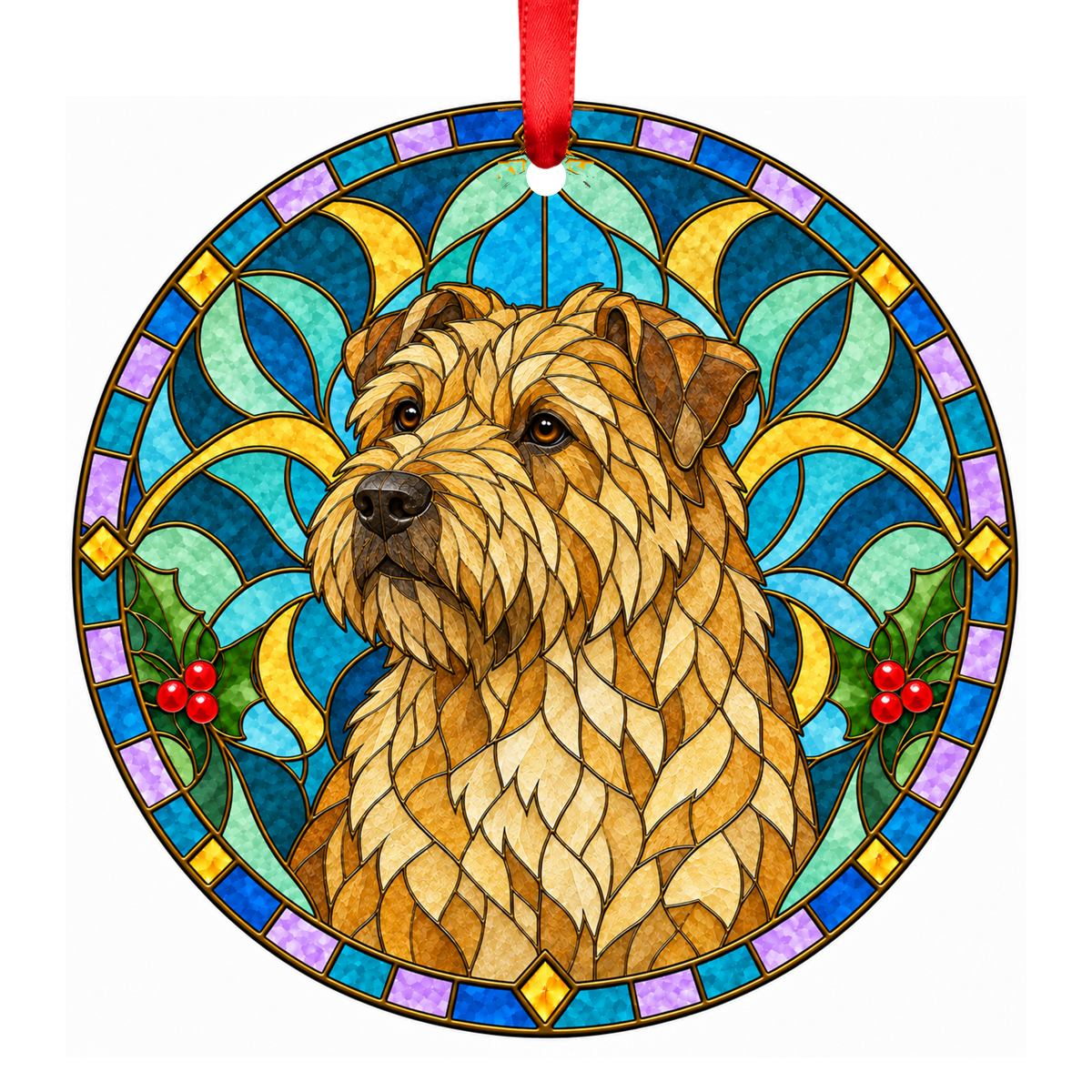 Glen of Imaal Terrier Wheaten stained glass style Christmas ornament