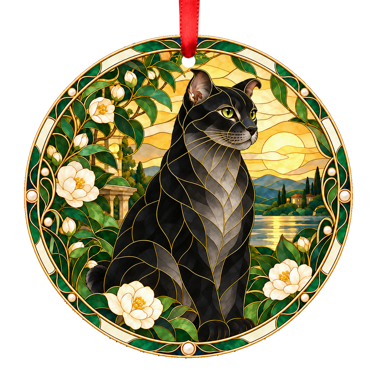 Highlander Black Smoke Stained Glass Style Christmas Ornament