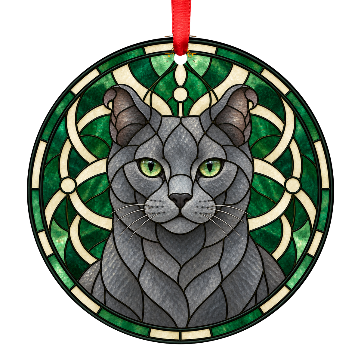Highlander Blue Stained Glass Style Christmas Ornament