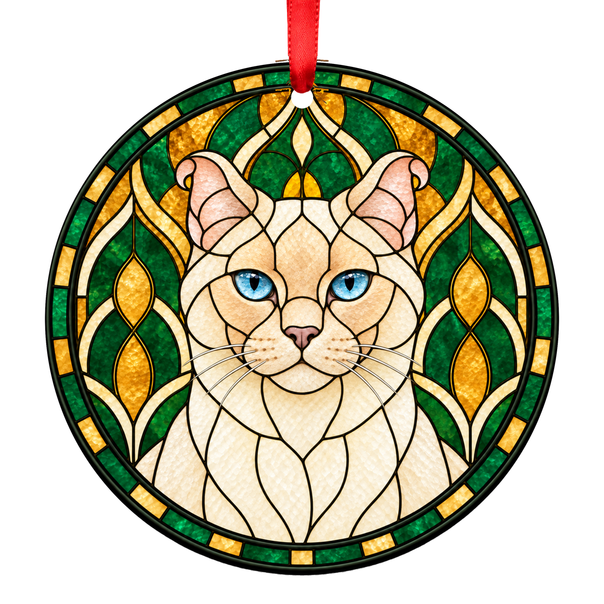 Highlander Cream Point Stained Glass Style Christmas Ornament