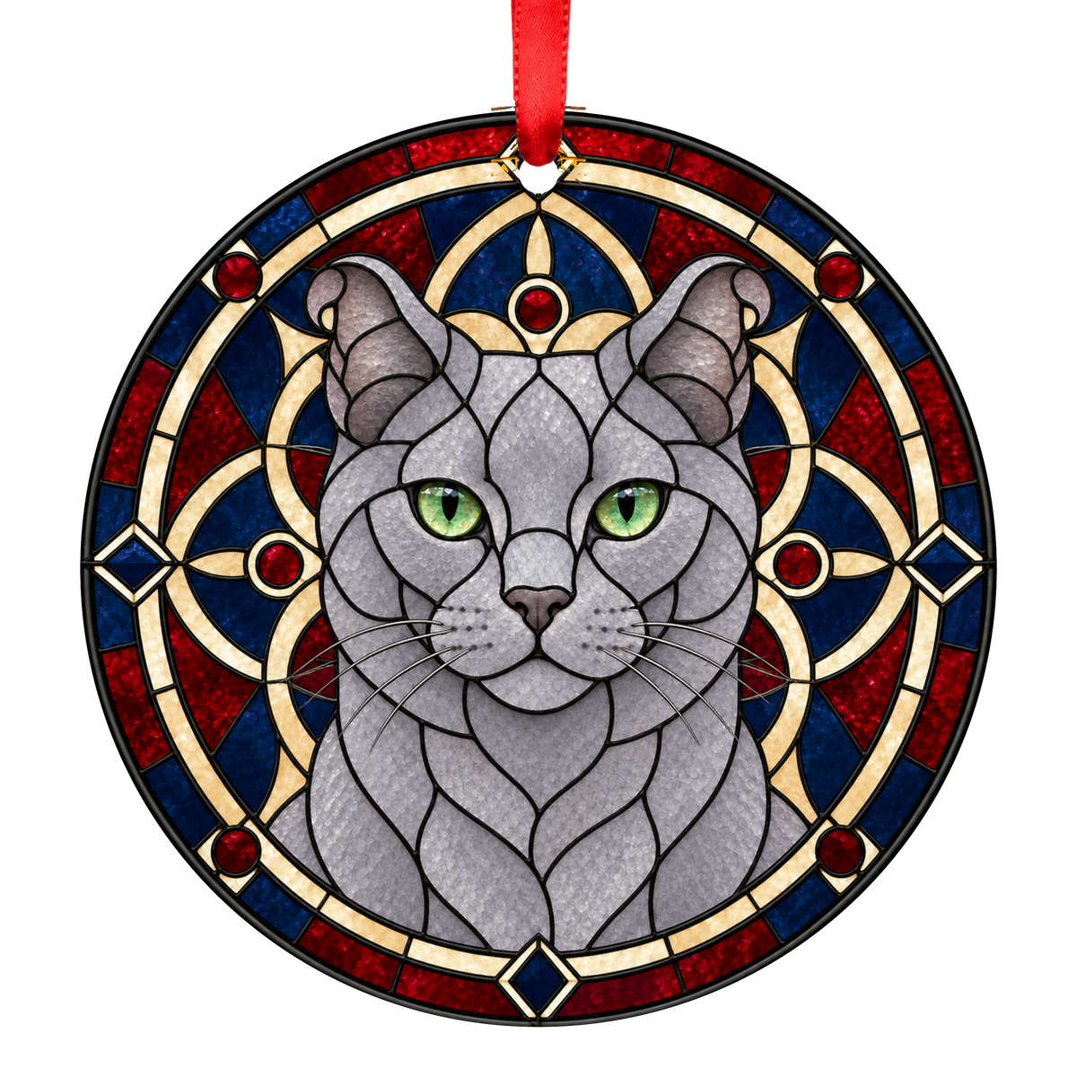 Highlander Lilac Stained Glass Style Christmas Ornament
