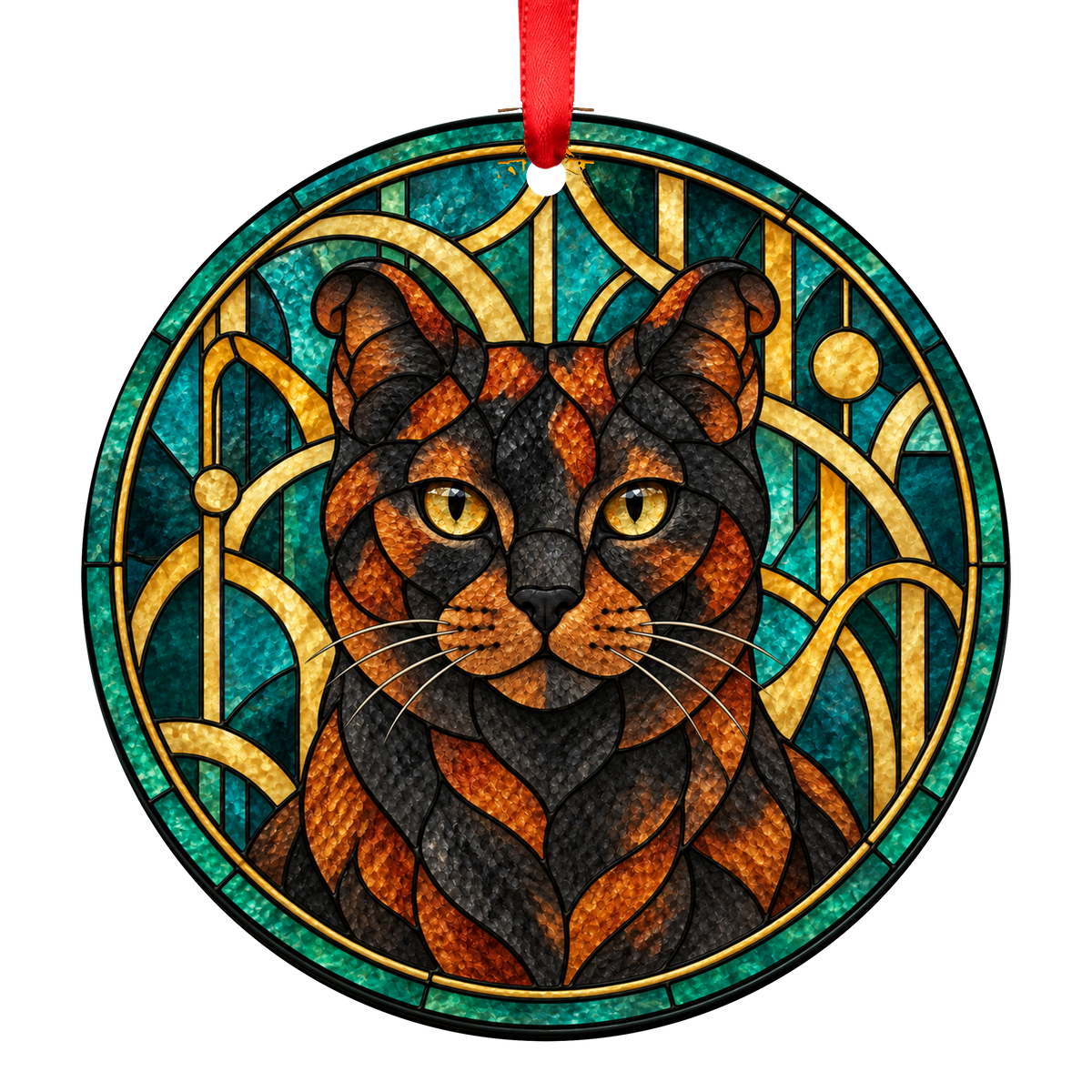 Highlander Tortoiseshell Stained Glass Style Christmas Ornament